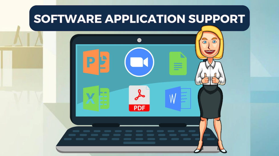 Software Application Support Featured Image with Business woman in office giving thumbs up in front of laptop Background image by sentavio on Freepik